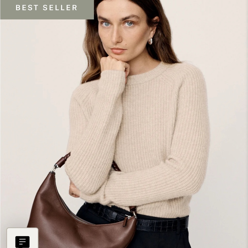 Jenni Kayne Fisherman’s Sweater in Oatmeal Cashmere 100% in XS